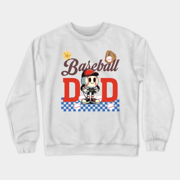 Baseball Dad Game Day, Retro Baseball Dad Crewneck Sweatshirt by zsay